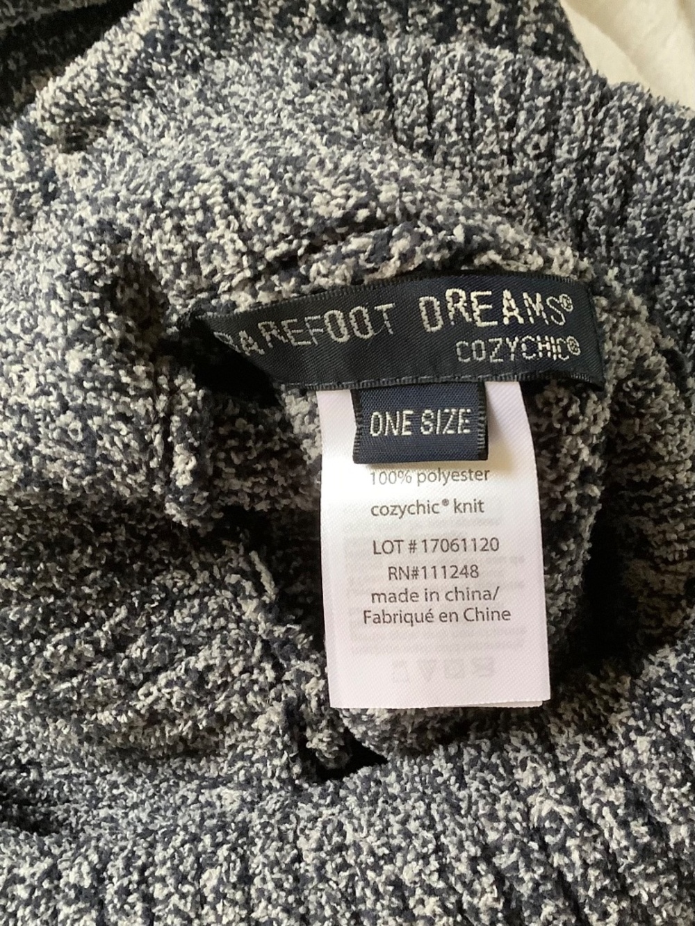 Barefoot Dreams CozyChic Point Dume Poncho Heather Indigo-Dove Gray OS - Picture 12 of 15